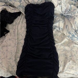 Elegant Black Ruched Dress
